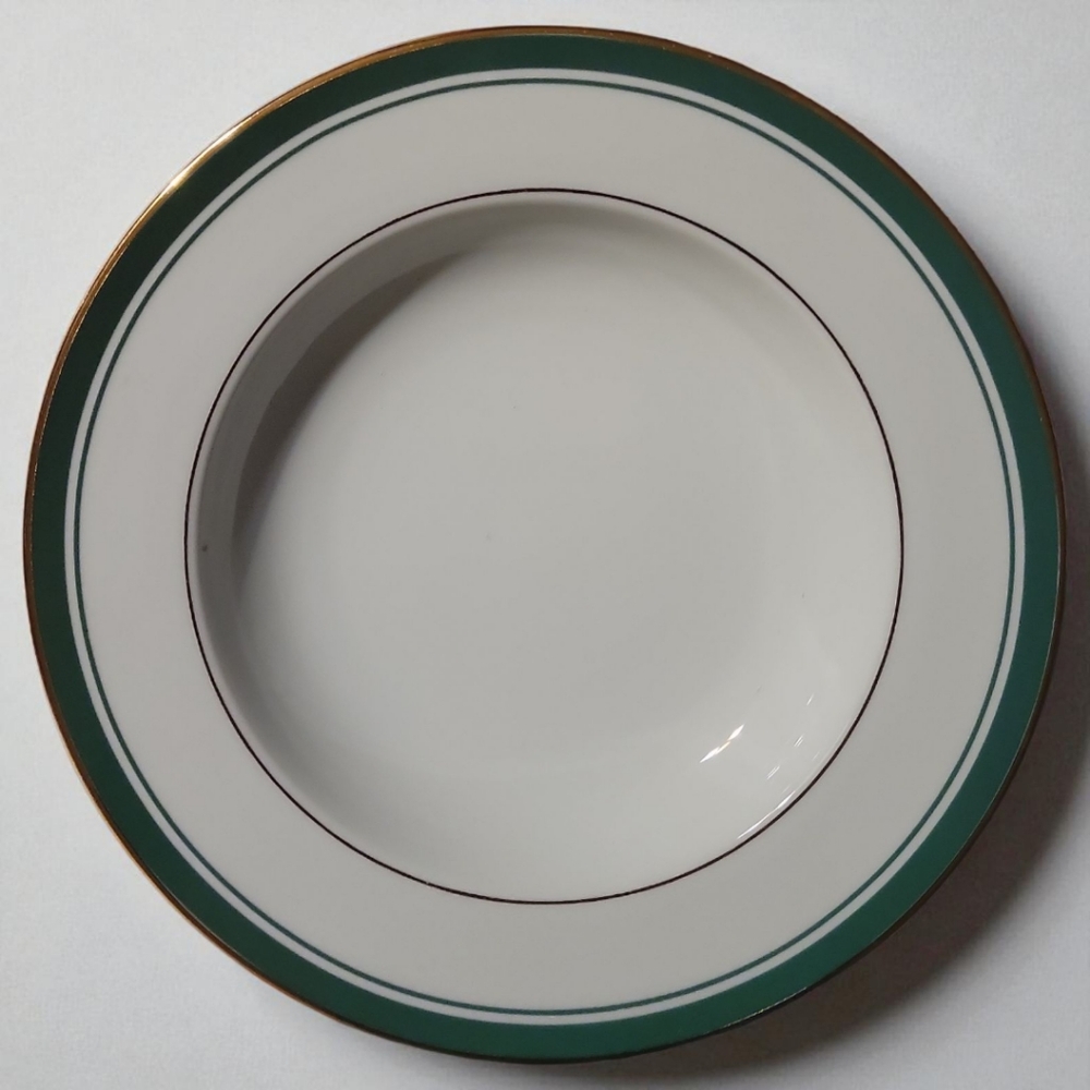 Vtg Large Rim Soup/Salad Bowl Philip Kingsley Classics Emerald Green Gold White